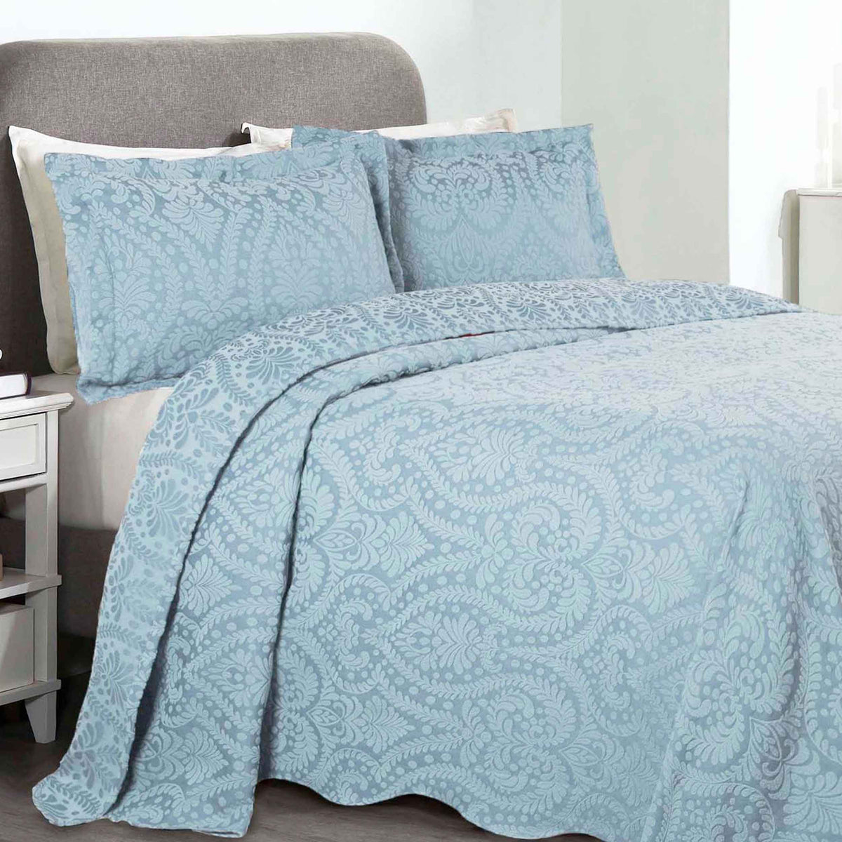 Aspen Cotton Blend Jacquard Floral Scalloped Edge Bedspread Set