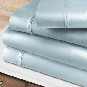 Superior 400 Thread Count Solid 100% Egyptian Cotton Deep Pocket Sheet Set - Light Blue