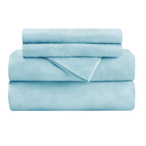 Solid Flannel Cotton Soft Warm Deep Pocket Sheet Set - LightBlue