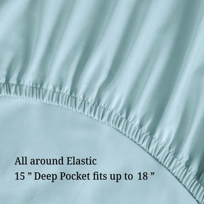 Egyptian Cotton 300 Thread Count Solid Deep Pocket Sheet Set - LightBlue