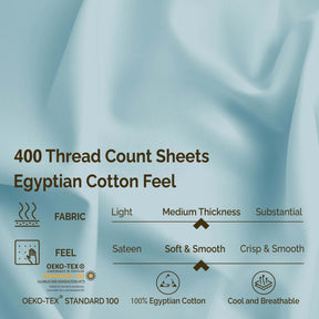 Superior 400 Thread Count Solid 100% Egyptian Cotton Deep Pocket Sheet Set - Light Blue