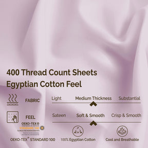 Superior 400 Thread Count Solid 100% Egyptian Cotton Deep Pocket Sheet Set - Lilac