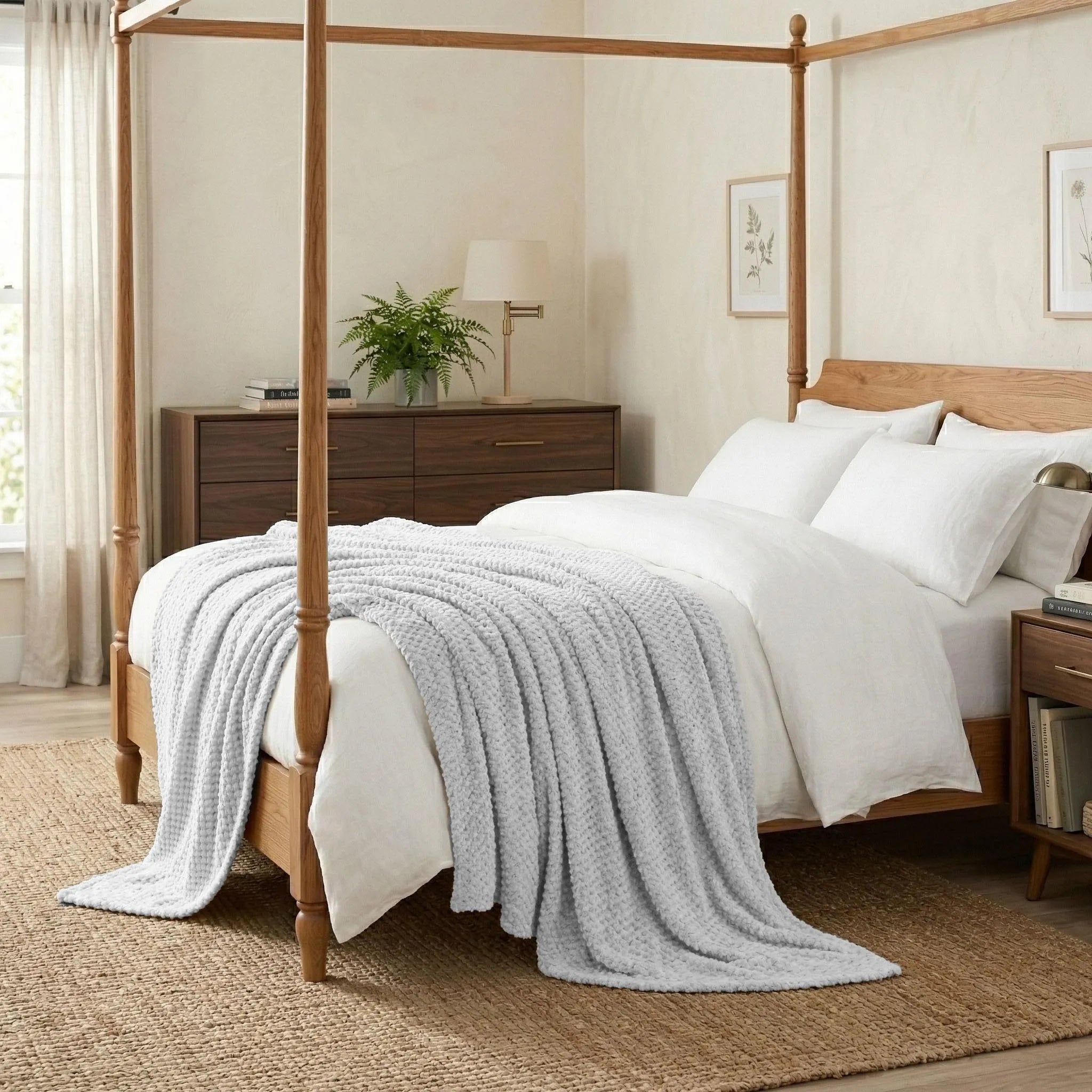 Lily Pebbled Fluffy Fleece Blanket - Cozy Popcorn Textured Throw