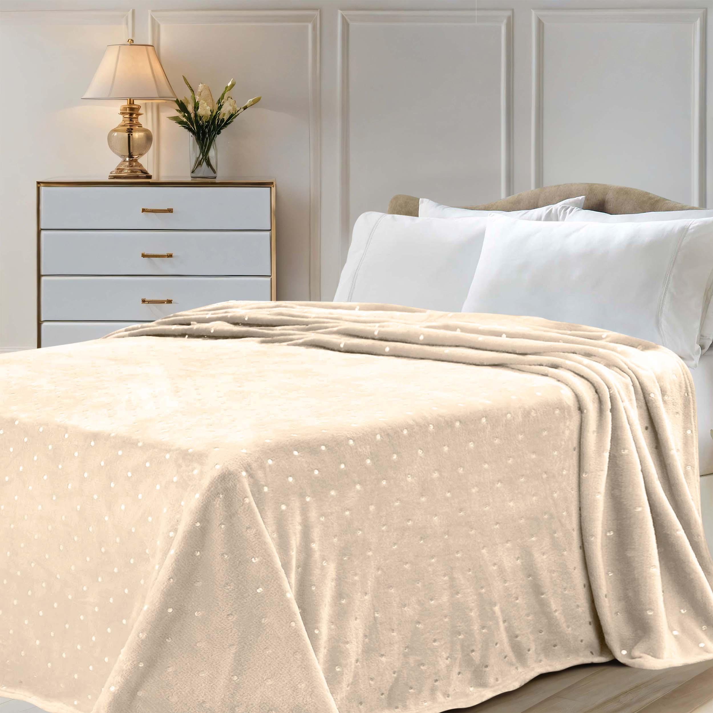 Fleece Plush Medium Weight Fluffy Soft Decorative Polka Dot Blanket - Blanket by Superior Brand