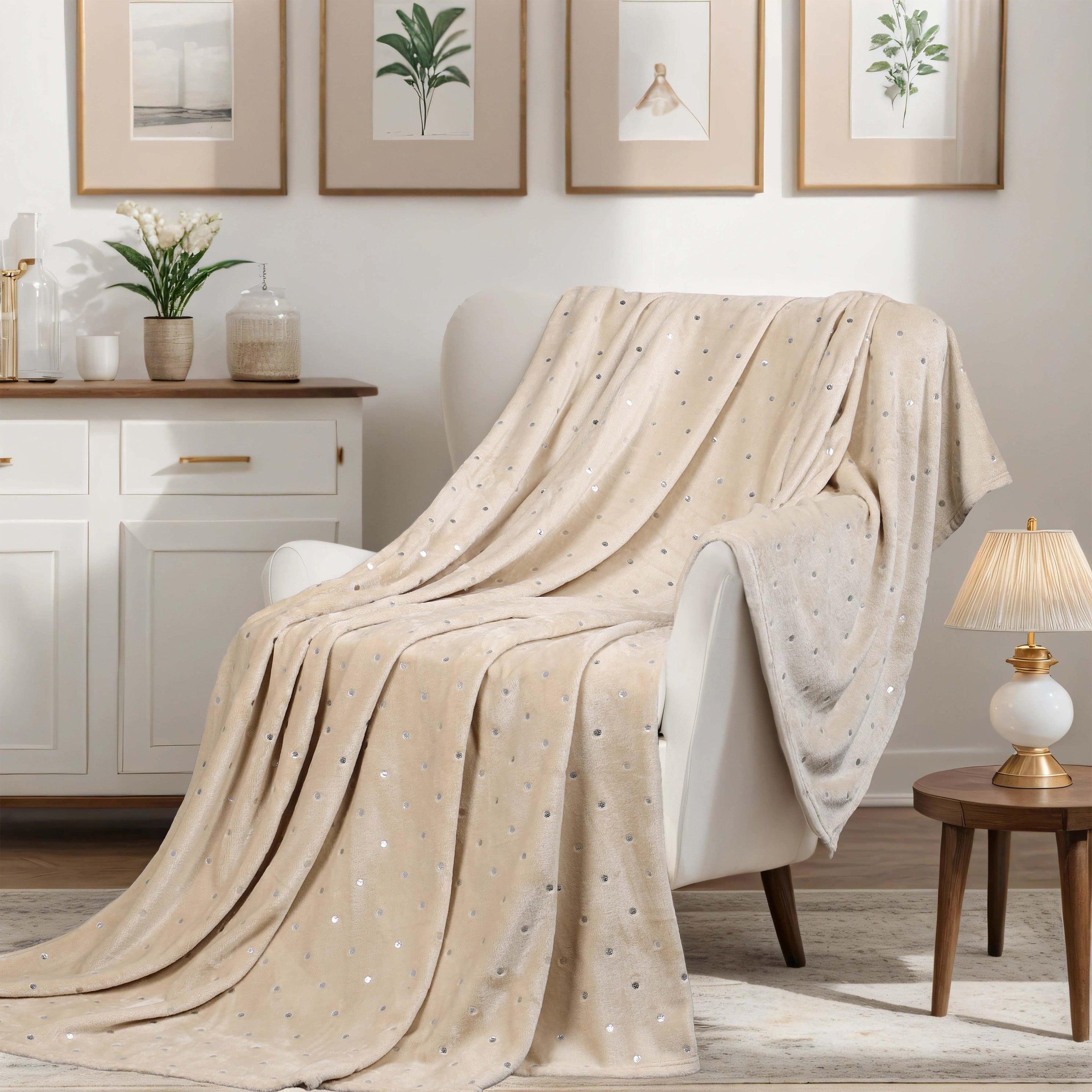 Fleece Plush Medium Weight Fluffy Soft Decorative Polka Dot Blanket - Blanket by Superior Brand