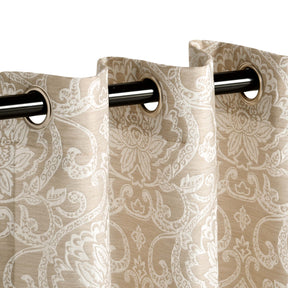 Jacquard Light Filtering Floral Damask Grommet Curtain Panels Set of 2 - Linen