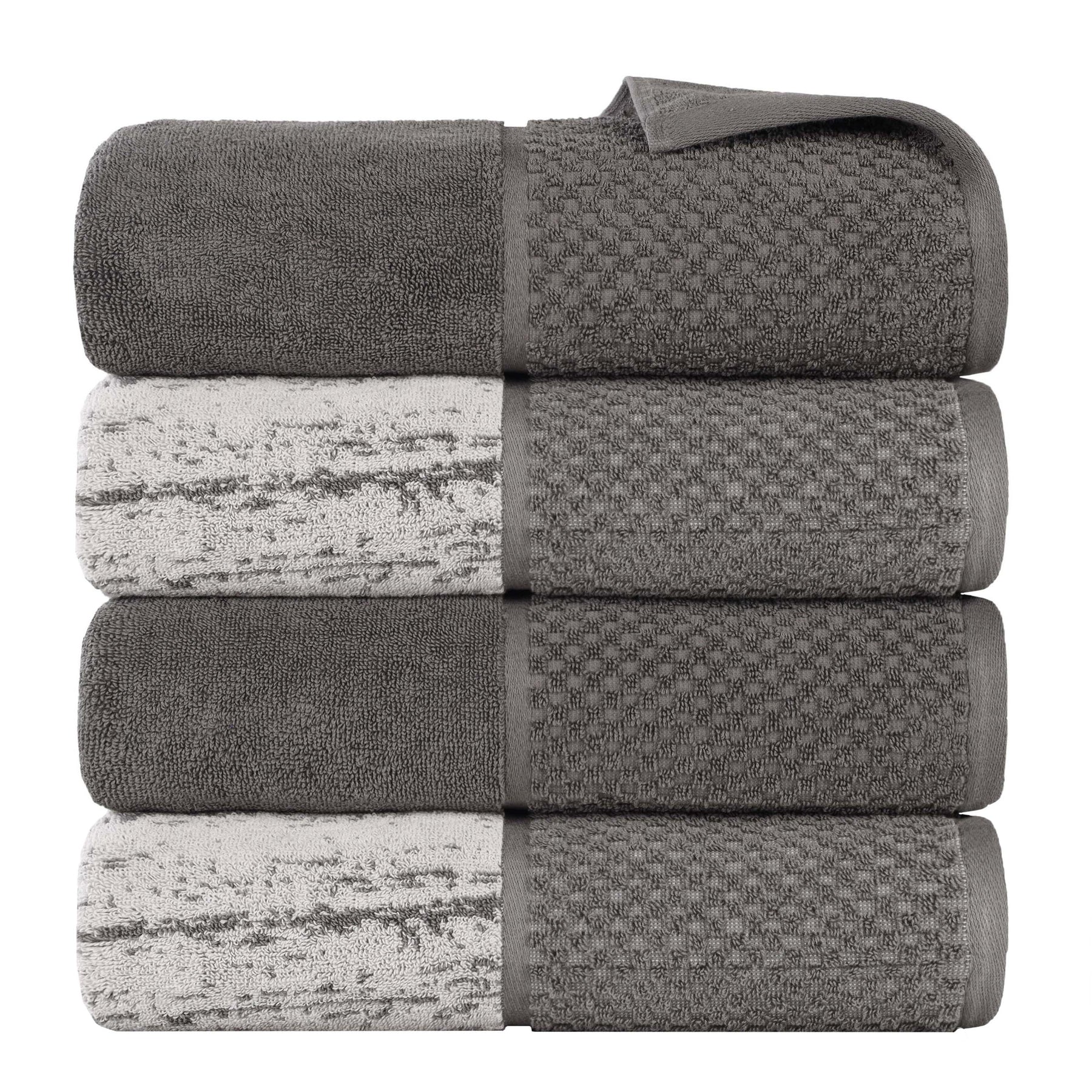Lodie Cotton Jacquard Solid and Two-Toned Bath Towel Set of 4