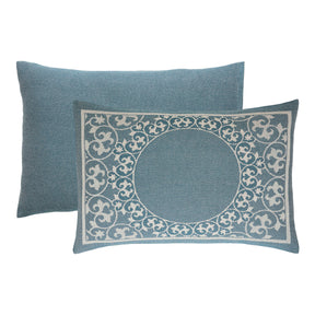 Superior Lyron Cotton Blend Woven Jacquard Vintage Floral Scroll Lightweight Bedspread and Sham Set - Cerulean Blue