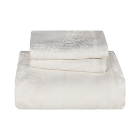 Superior Lyron Cotton Blend Woven Jacquard Vintage Floral Scroll Lightweight Bedspread and Sham Set - Off White