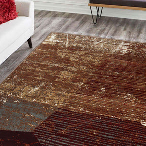 Superior Mabel Abstract Contemporary Indoor Area Rug or Runner - Brown-Rust