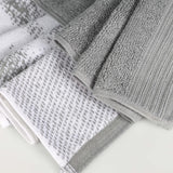 Marble and Solid Jacquard Cotton Hand Towel Set - 6 Piece