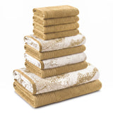 Marble Solid and Jacquard Assorted Cotton Towel Set - 10 Piece