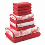 Marble Solid and Jacquard Assorted Cotton Towel Set - 10 Piece