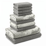 Marble Solid and Jacquard Assorted Cotton Towel Set - 10 Piece