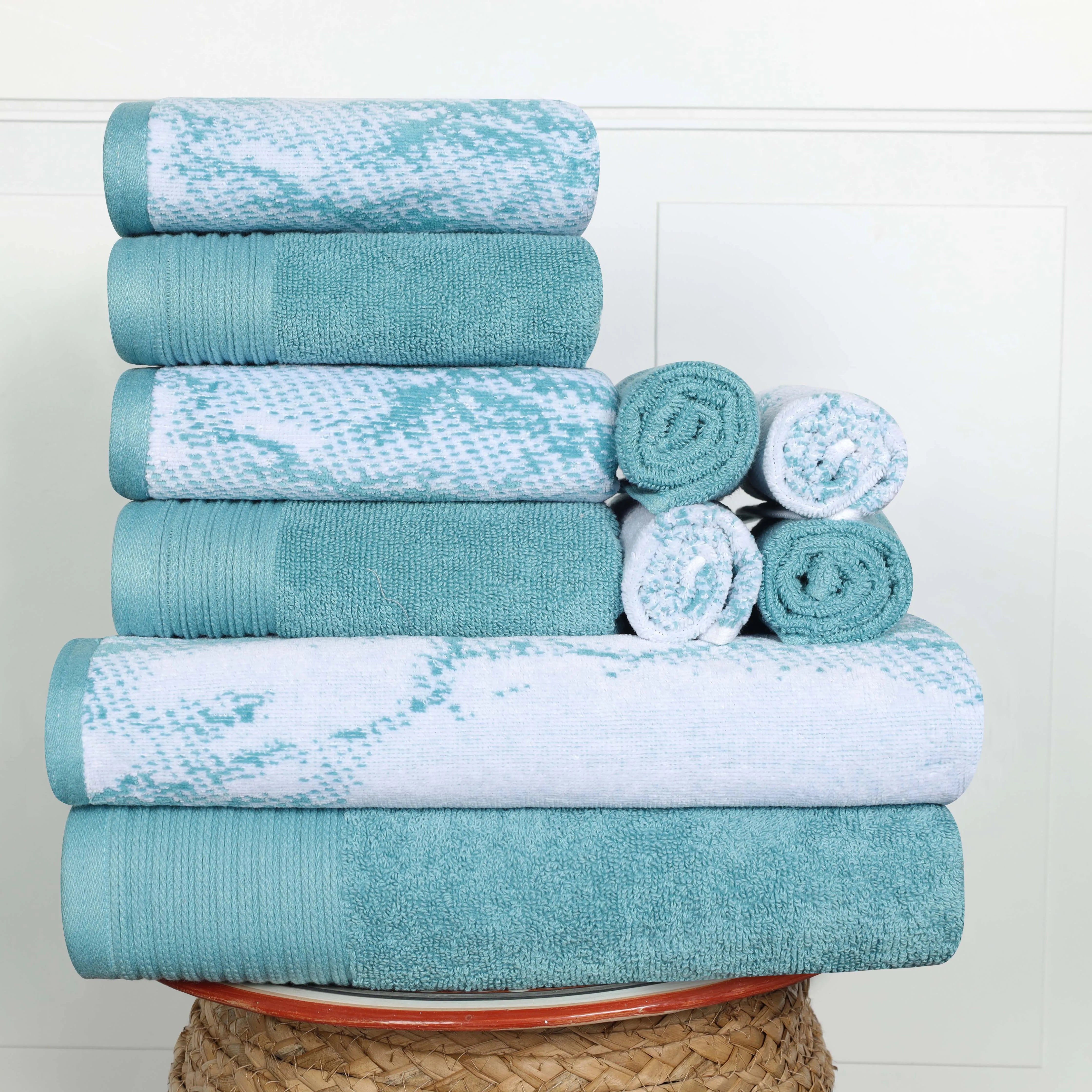 Marble Cotton Textured Towel Set 10-Piece - Towel Set by Superior Brand