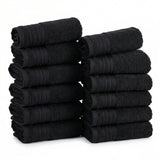 Solid Jacquard Cotton Face Towel Set - 12 Piece
