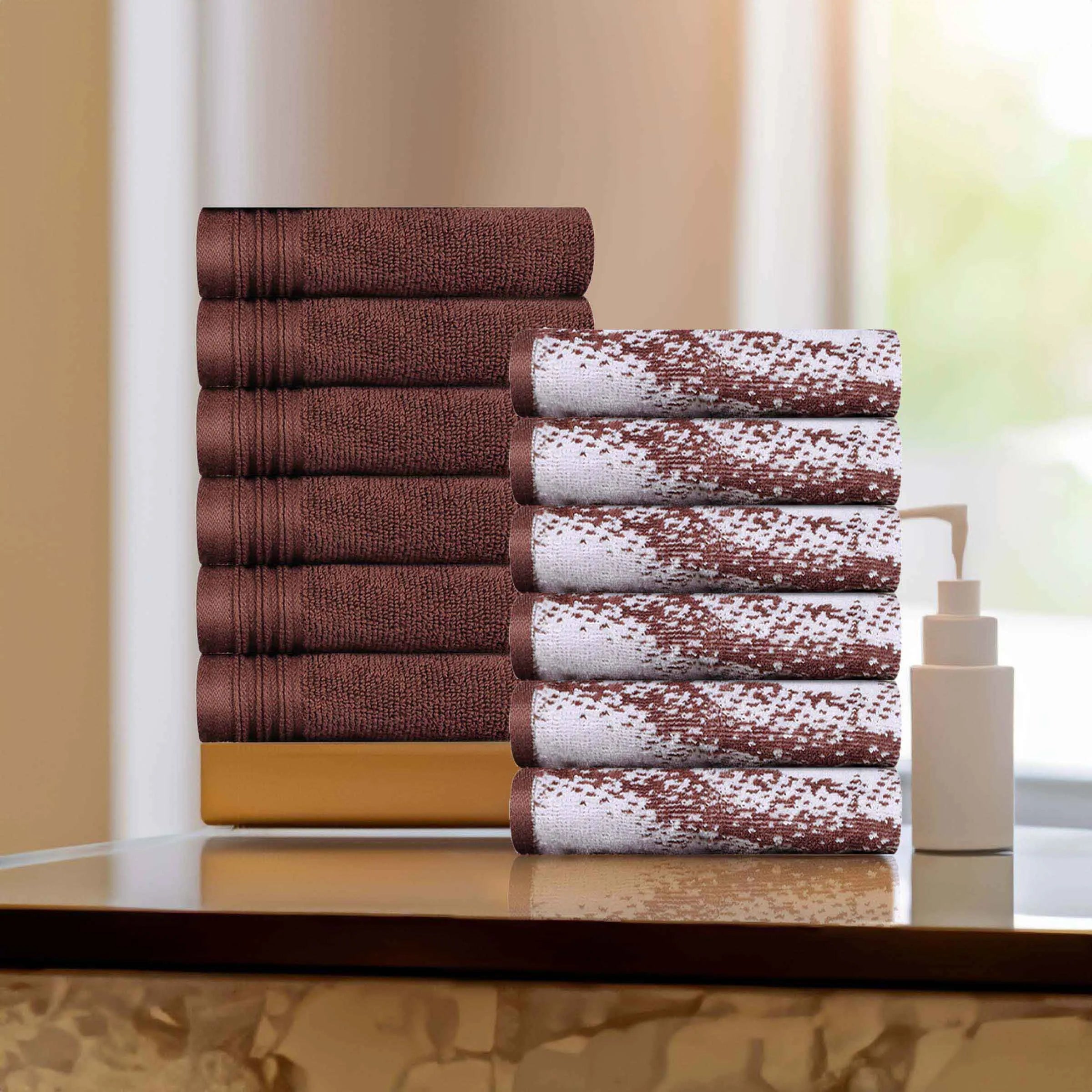 Cotton Jacquard and Solid Face Towel Set 12 Piece - Face Towel by Superior Brand