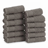 Solid Jacquard Cotton Face Towel Set - 12 Piece