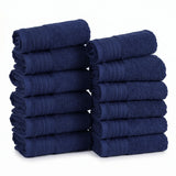 Solid Jacquard Cotton Face Towel Set - 12 Piece