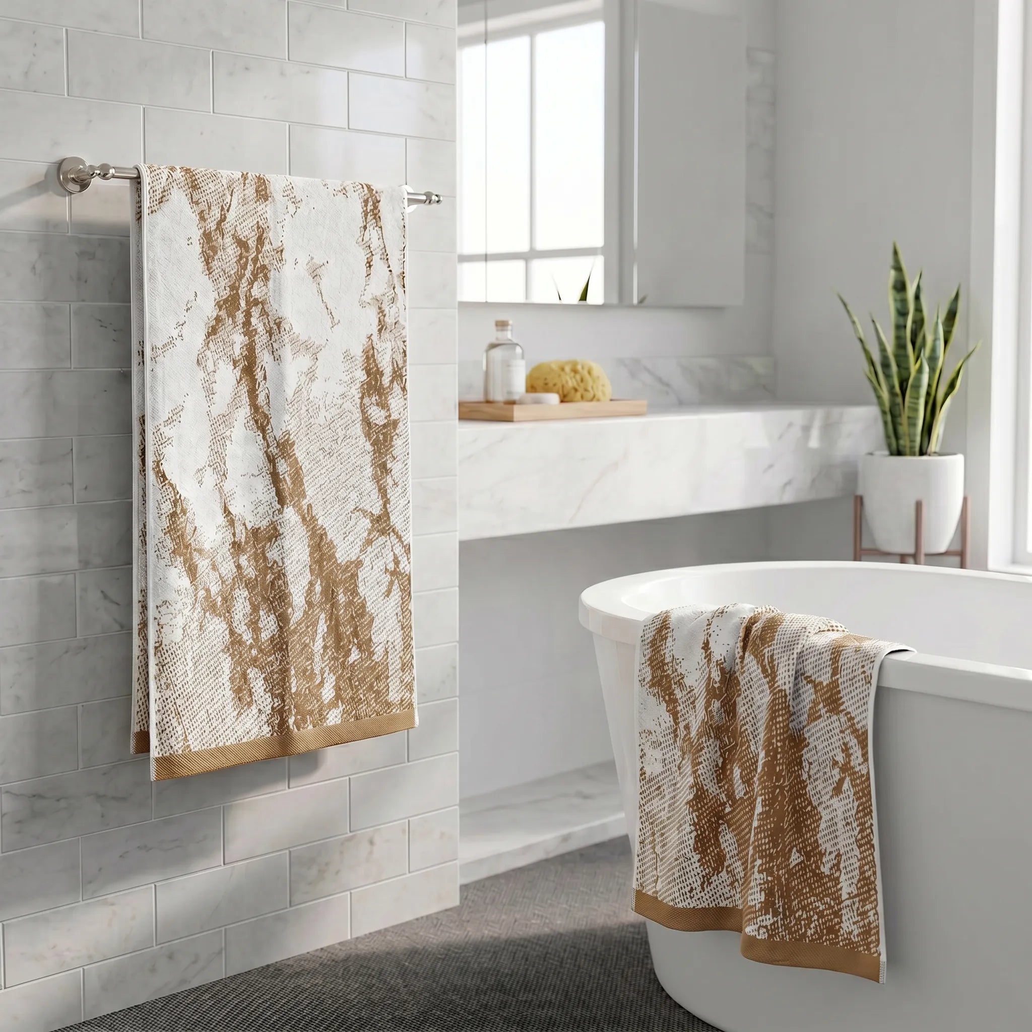 Marble Velour Oversized Cotton Bath Sheets – 2 Piece Set