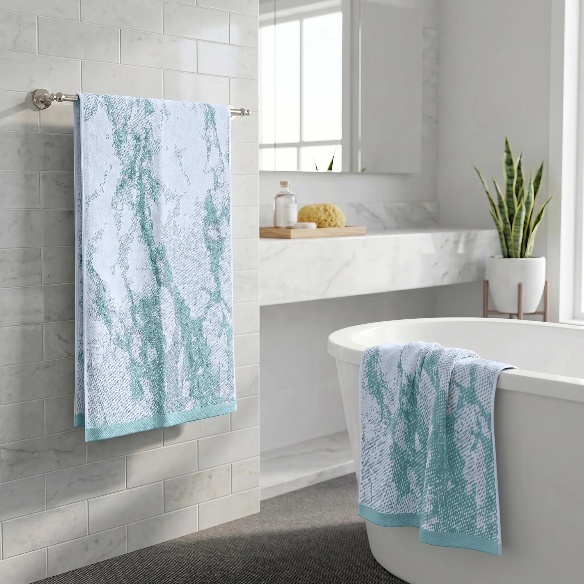 Marble Velour Oversized Cotton Bath Sheets – 2 Piece Set