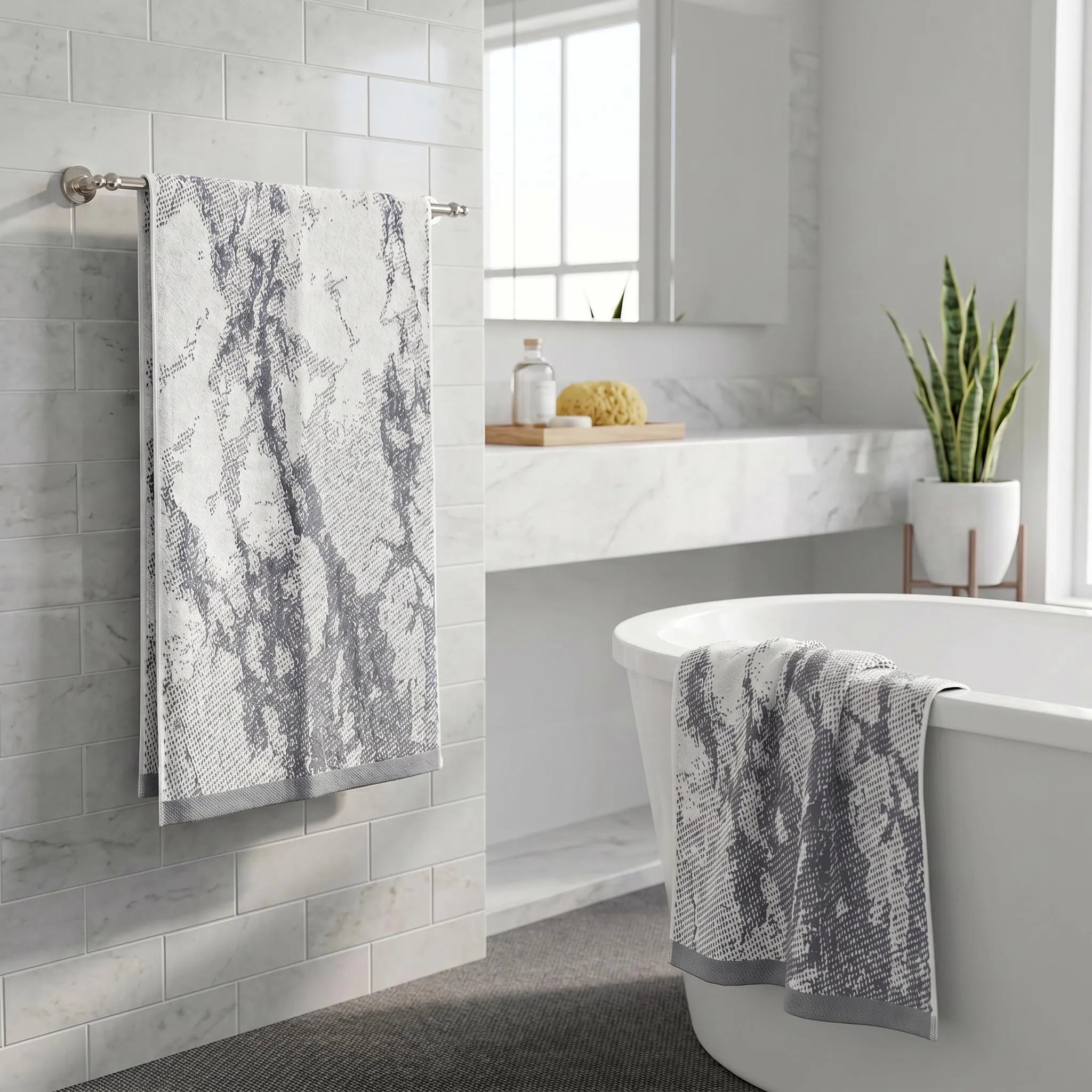 Marble Velour Oversized Cotton Bath Sheets – 2 Piece Set
