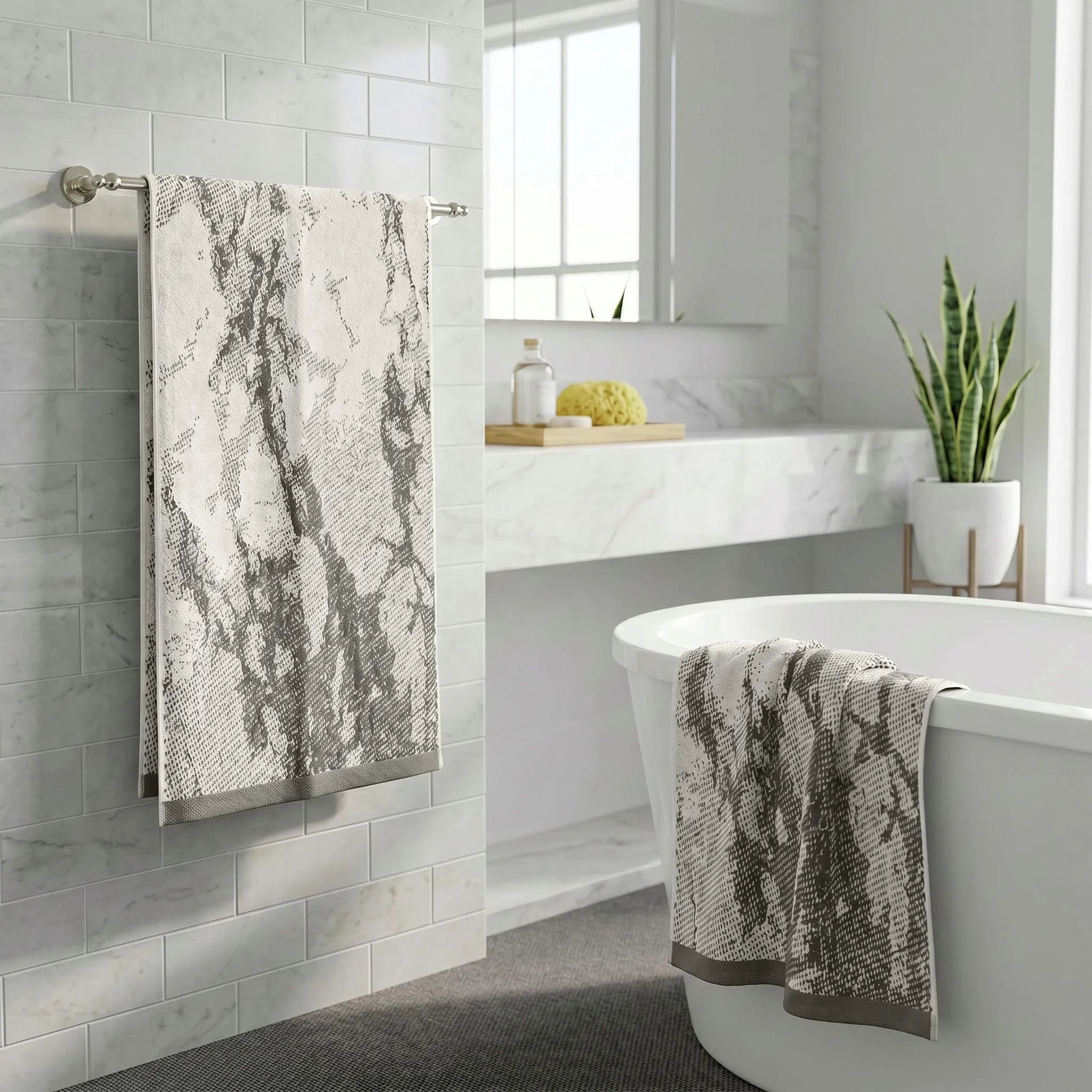Marble Velour Oversized Cotton Bath Sheets – 2 Piece Set