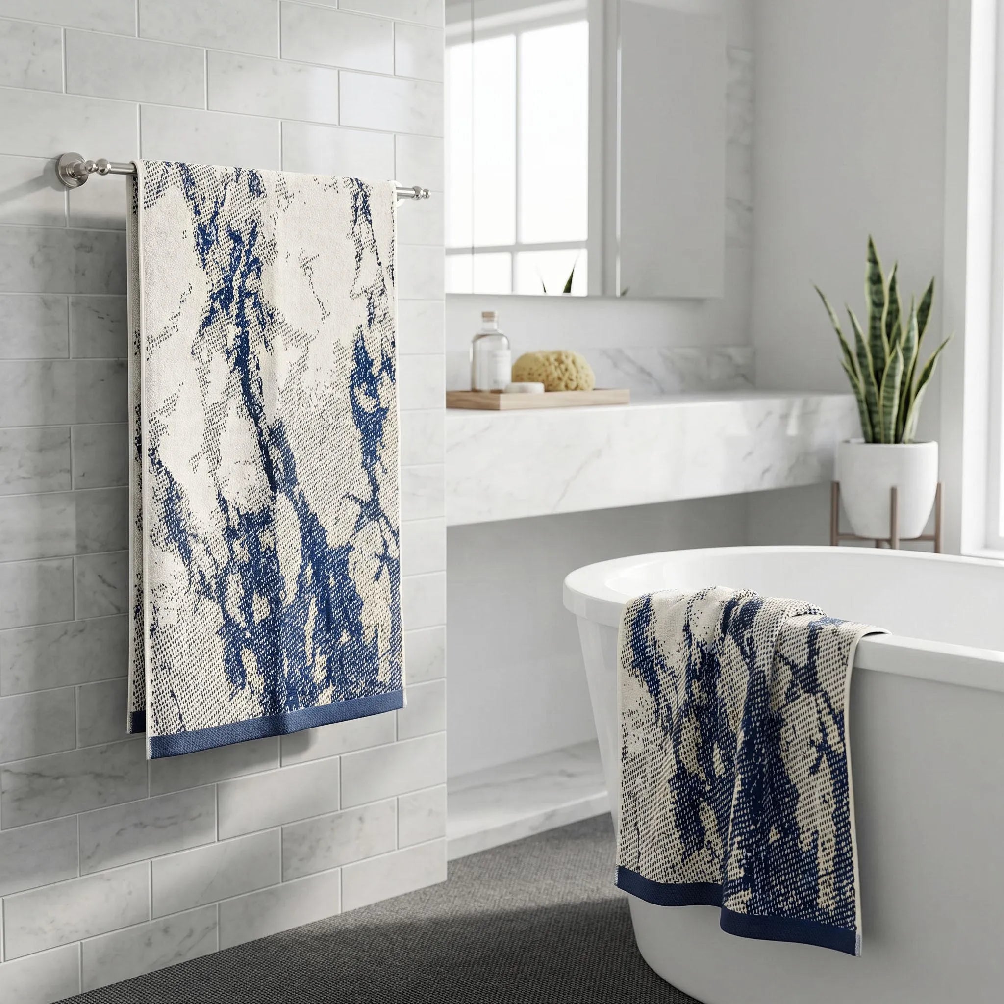 Marble Velour Oversized Cotton Bath Sheets – 2 Piece Set