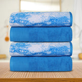 Cotton Marble Solid Jacquard Border Bath Towel Set of 4