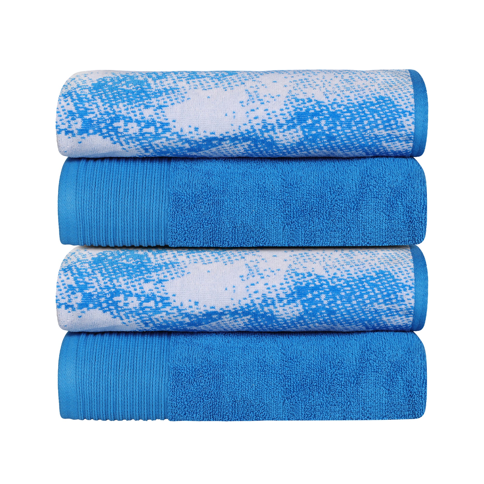 Cotton Marble Solid Jacquard Border Bath Towels Set of 4 - Bath Towel by Superior