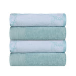 Cotton Marble Solid Jacquard Border Bath Towels Set of 4 - Bath Towel by Superior