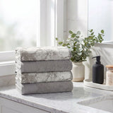 Cotton Marble Solid Jacquard Border Bath Towel Set of 4