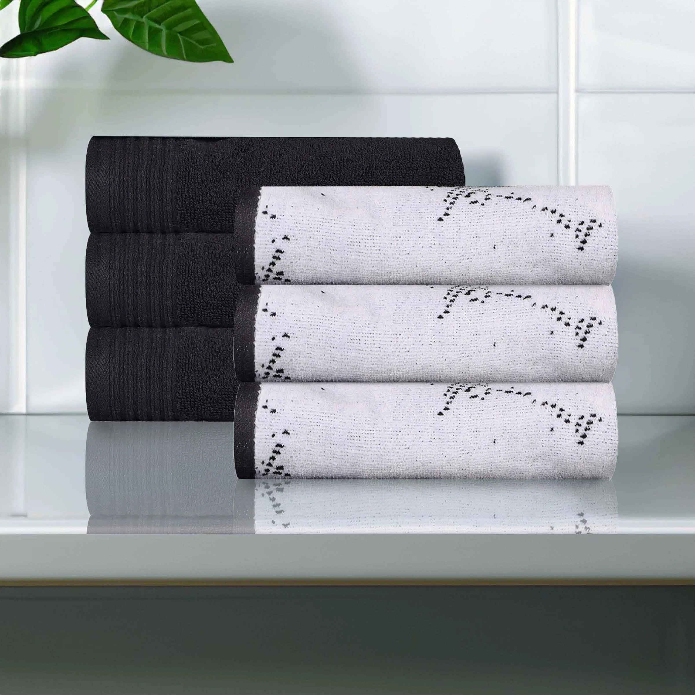 Cotton Marble and Solid Medium Weight Hand Towel Set of 6 - Hand Towel by Superior Brand