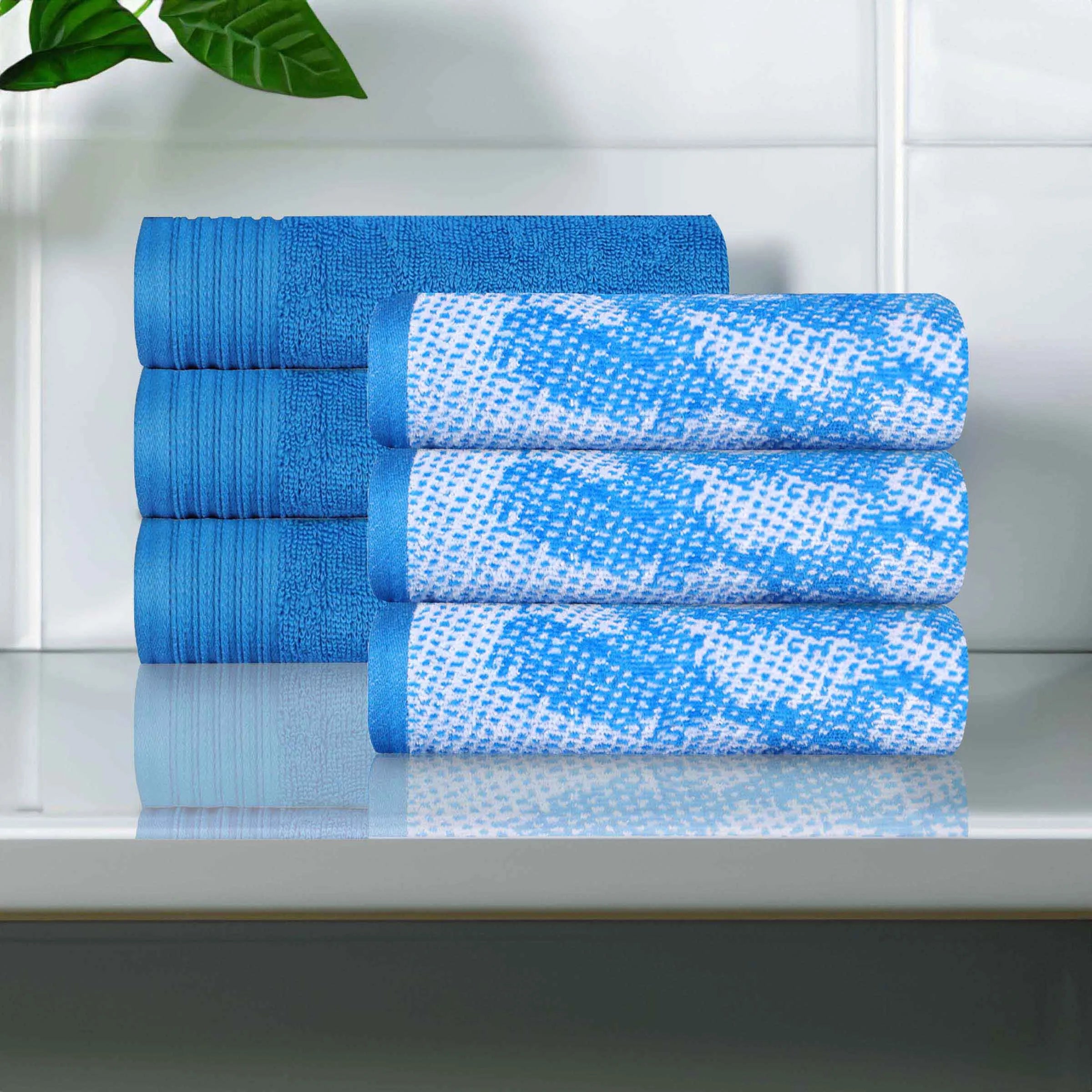 Cotton Marble and Solid Medium Weight Hand Towel Set of 6 - Hand Towel by Superior Brand
