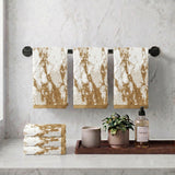 Marble Jacquard and Solid Cotton Hand Towel Set - 6 Piece