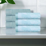 Marble and Solid Jacquard Cotton Hand Towel Set - 6 Piece