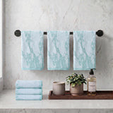 Marble Jacquard and Solid Cotton Hand Towel Set - 6 Piece
