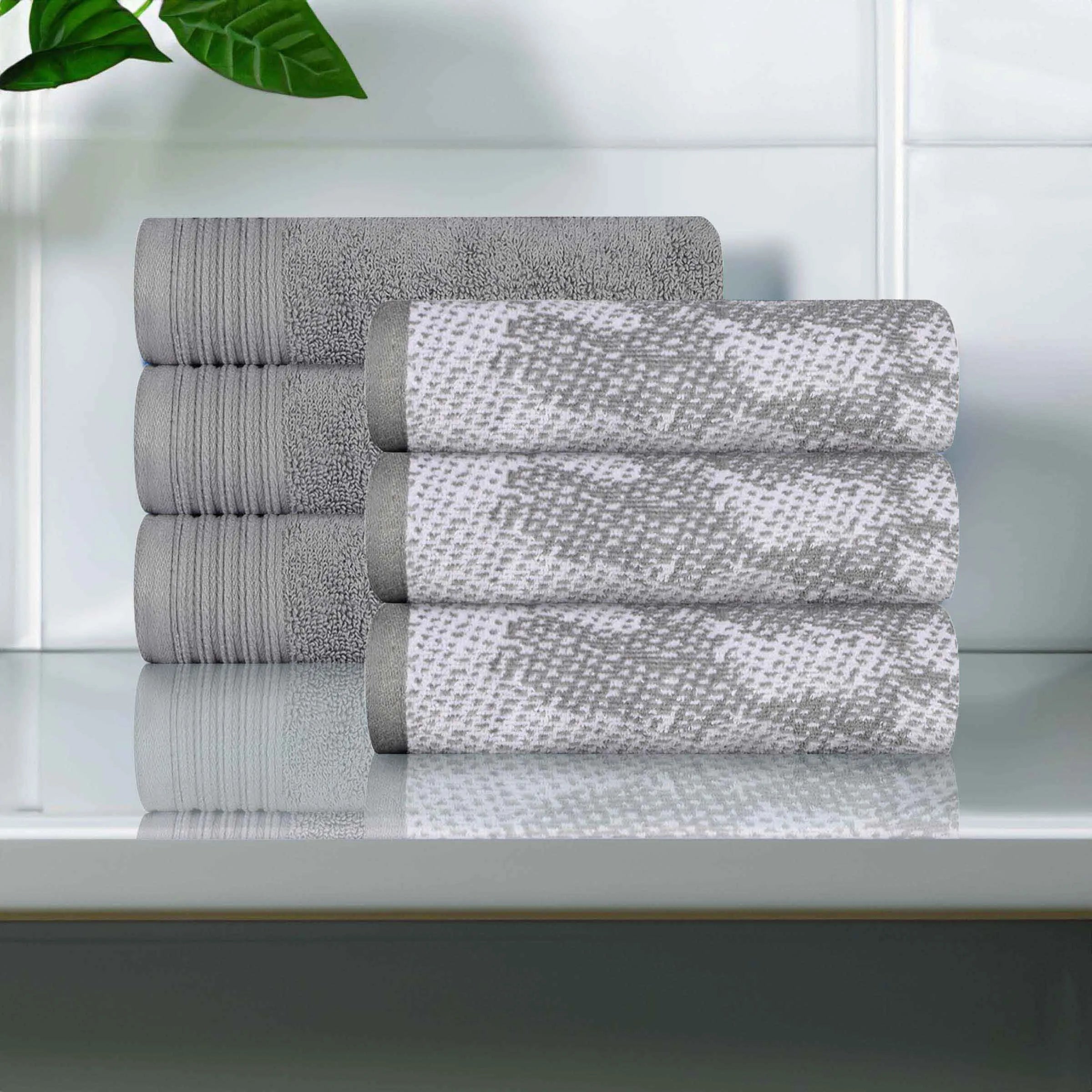 Cotton Marble and Solid Medium Weight Hand Towel Set of 6 - Hand Towel by Superior Brand