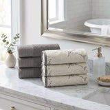Marble and Solid Jacquard Cotton Hand Towel Set - 6 Piece