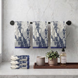 Marble Jacquard and Solid Cotton Hand Towel Set - 6 Piece