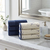 Marble and Solid Jacquard Cotton Hand Towel Set - 6 Piece