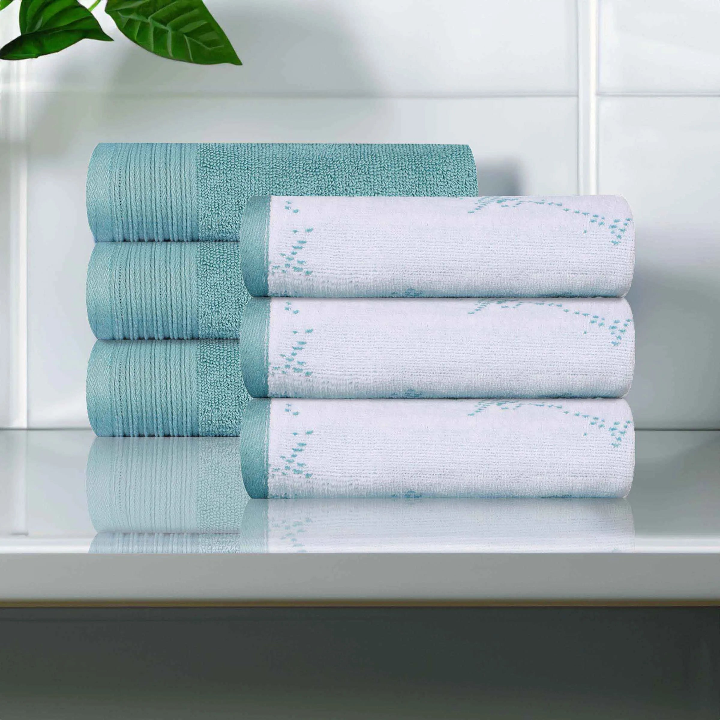 Cotton Marble and Solid Medium Weight Hand Towel Set of 6 - Hand Towel by Superior Brand