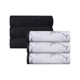 Marble and Solid Jacquard Cotton Hand Towel Set - 6 Piece