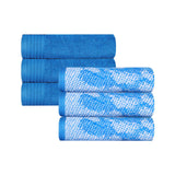 Marble and Solid Jacquard Cotton Hand Towel Set - 6 Piece