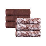 Marble and Solid Jacquard Cotton Hand Towel Set - 6 Piece