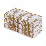 Marble Jacquard and Solid Cotton Hand Towel Set - 6 Piece