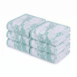 Marble Jacquard and Solid Cotton Hand Towel Set - 6 Piece