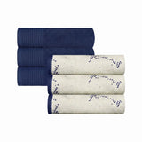 Marble and Solid Jacquard Cotton Hand Towel Set - 6 Piece