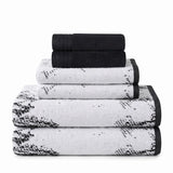 Marble Jacquard with Solid Assorted Cotton Towel Set - 6 Piece
