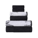 Marble Cotton Jacquard and Solid Towel Set 6 Piece
